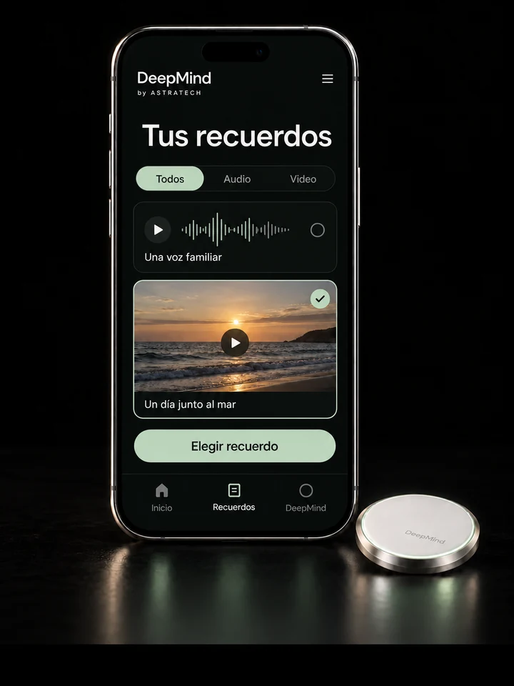Biblioteca de recuerdos de DeepMind con opciones de audio y video.